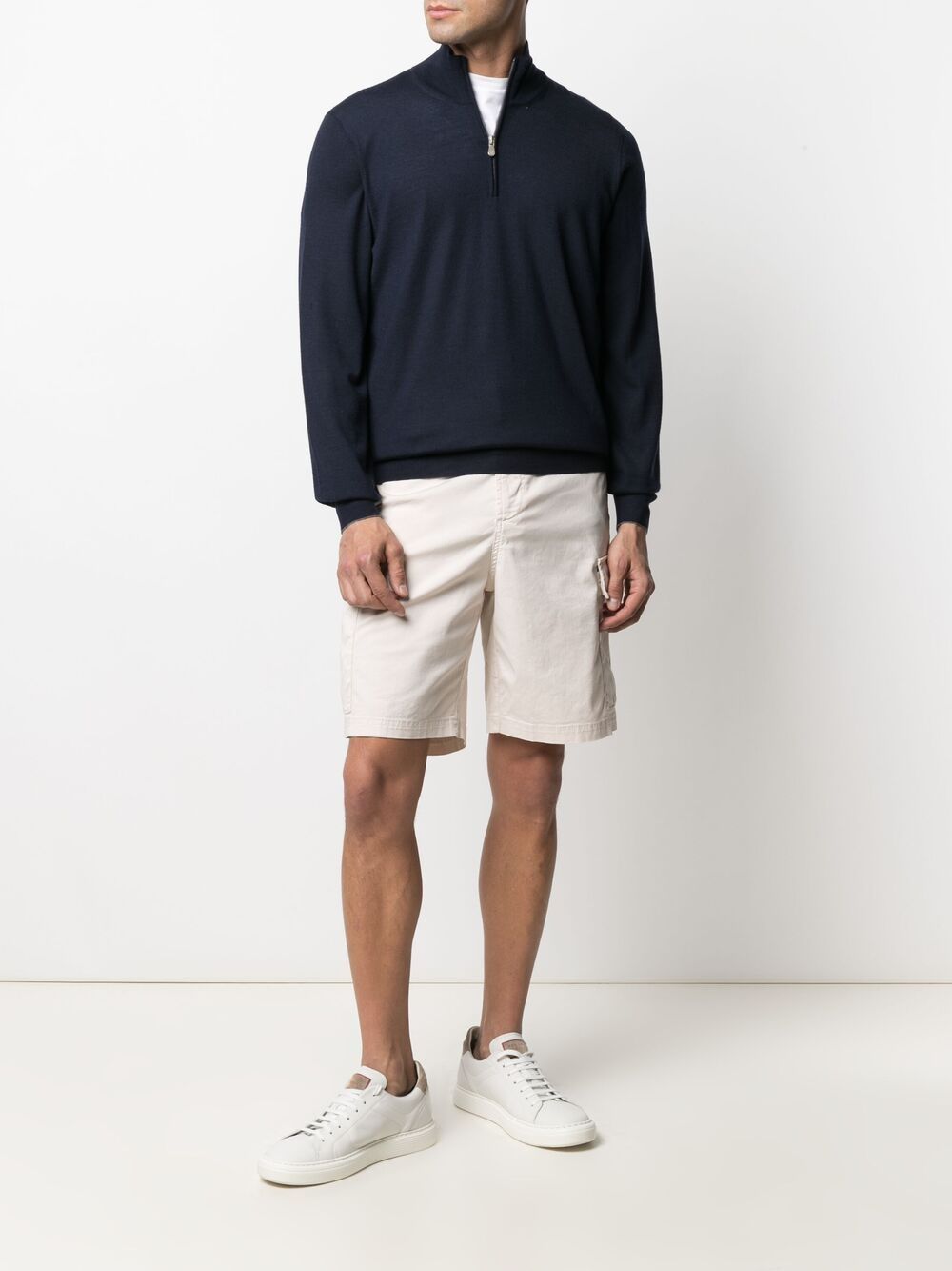 Maglione con mezza zip in blu 
