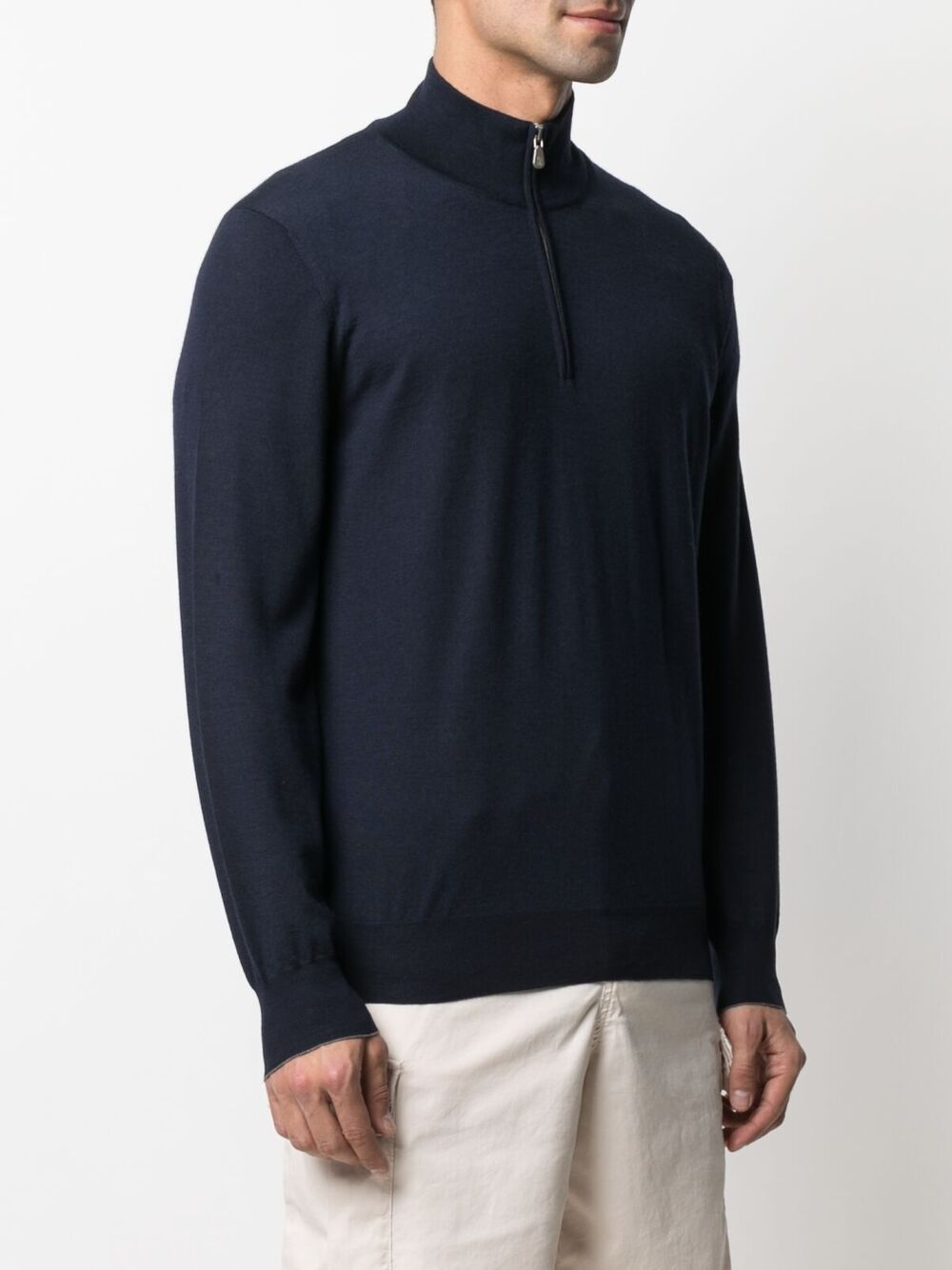 Maglione con mezza zip in blu 