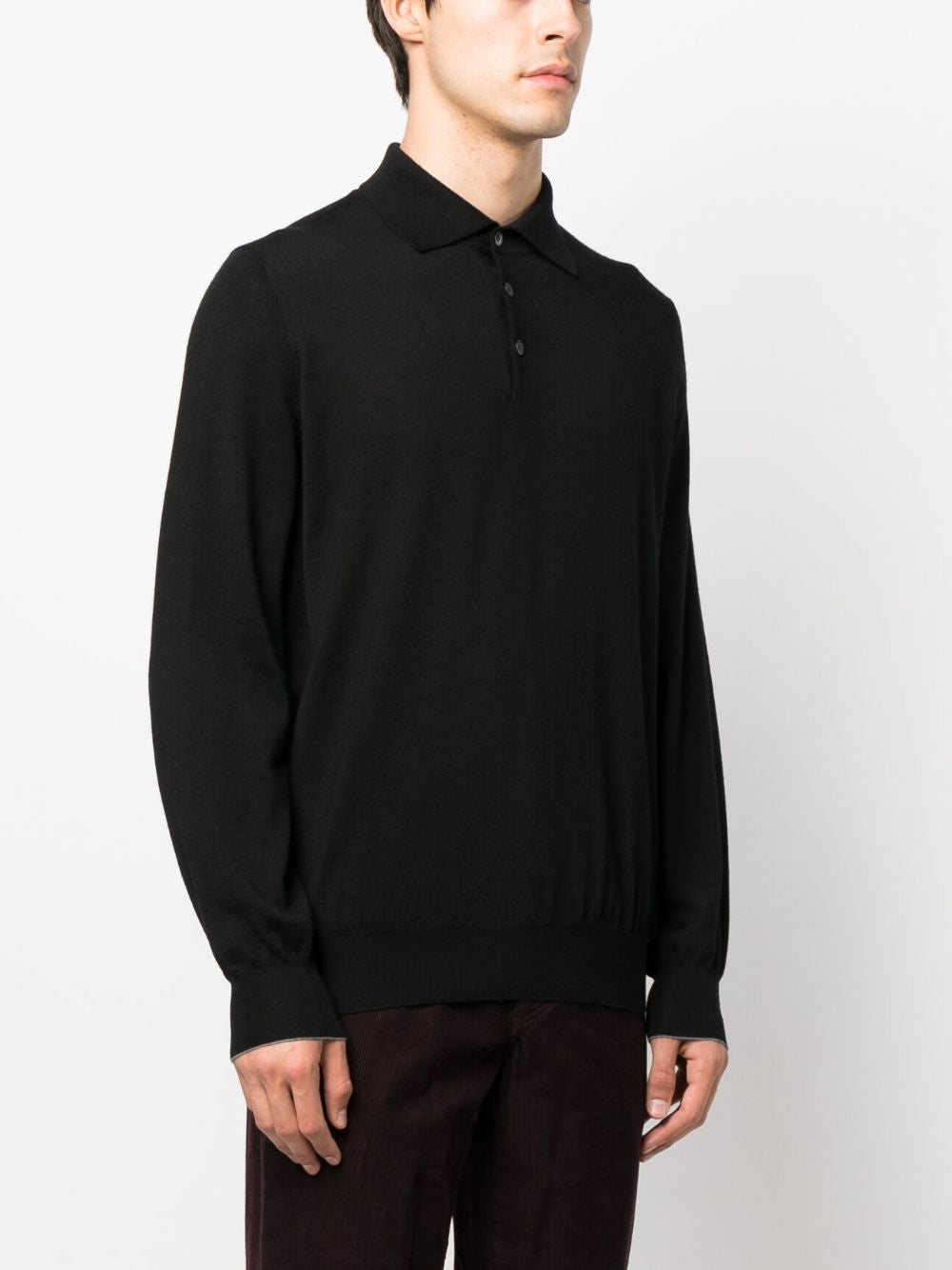 Polo a maniche lunghe in nero Brunello cucinelli - uomo 