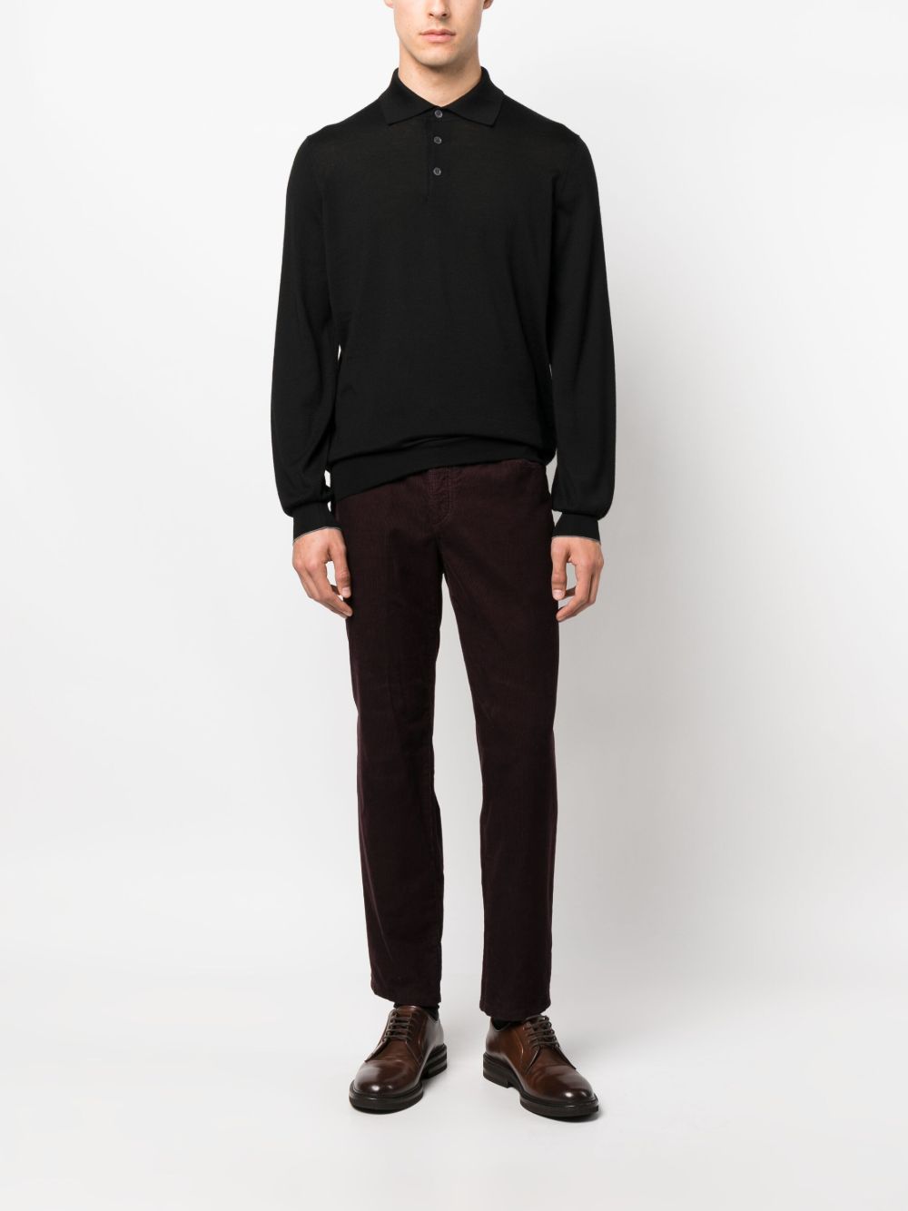 Polo a maniche lunghe in nero Brunello cucinelli - uomo 