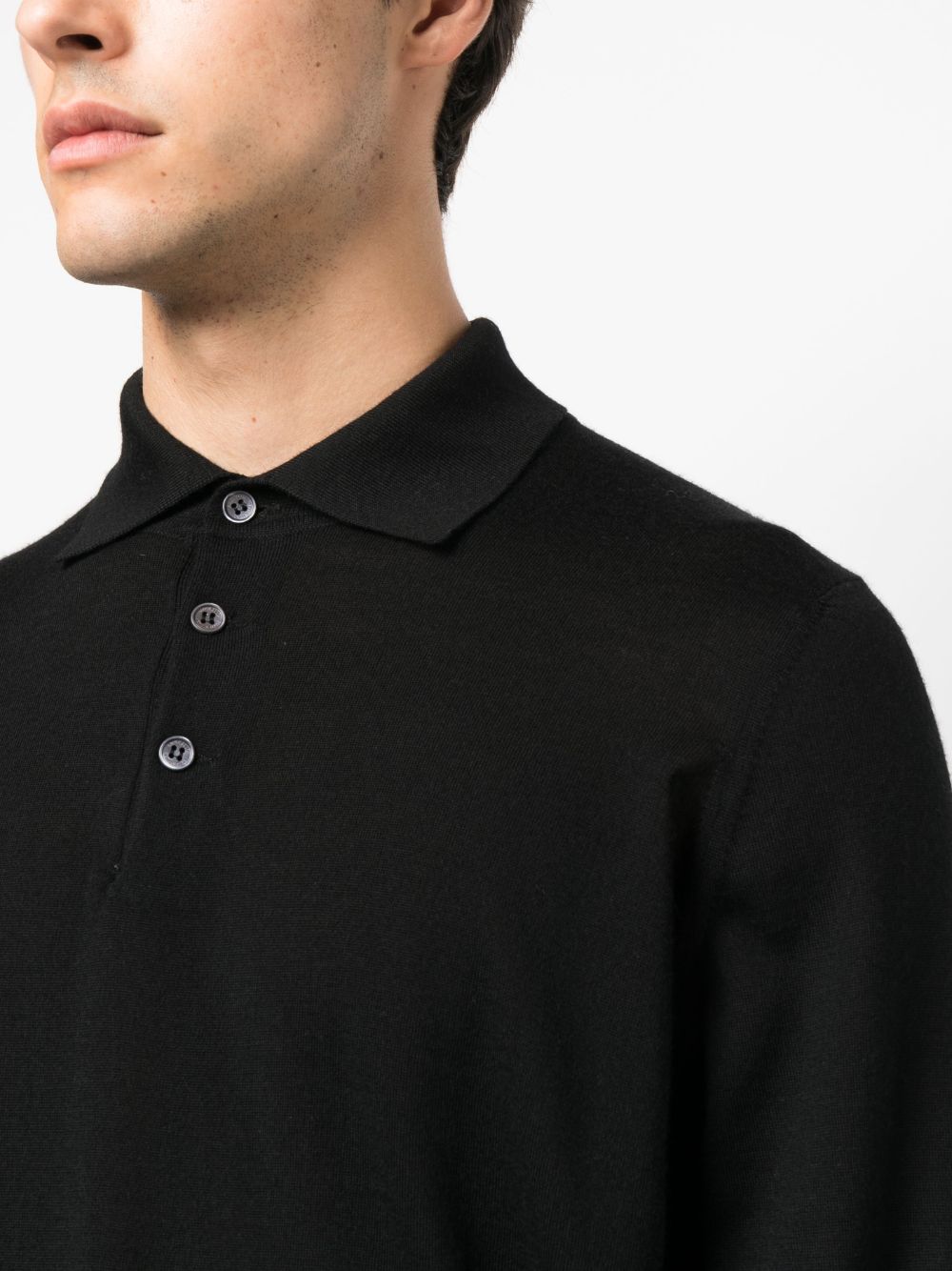 Polo a maniche lunghe in nero Brunello cucinelli - uomo 