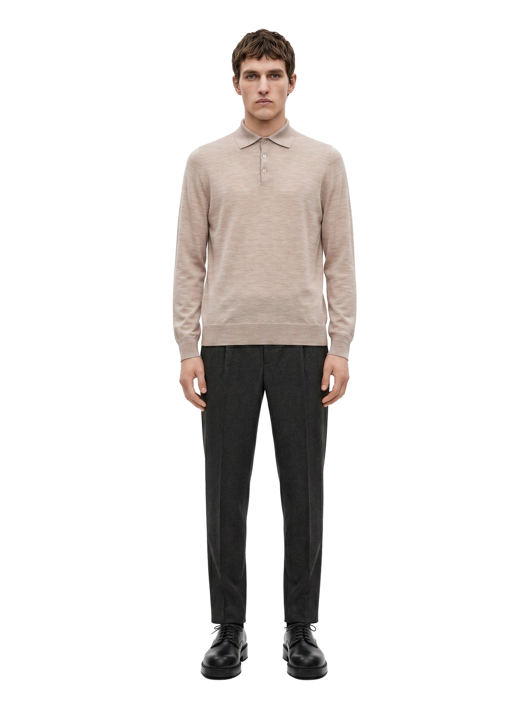 Polo in cotone grigio chiaro 