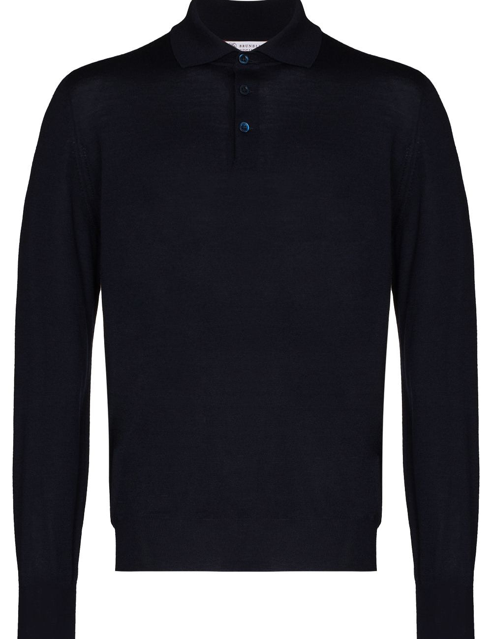 Polo a maniche lunghe in maglia in blu Brunello cucinelli - uomo 