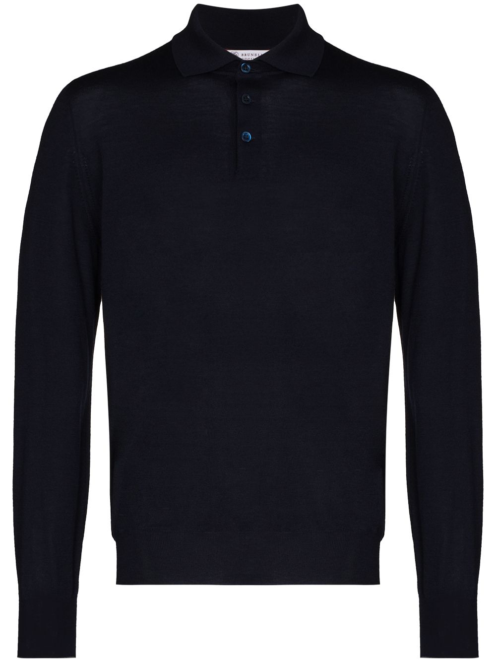Polo a maniche lunghe in maglia in blu Brunello cucinelli - uomo 