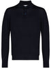 Polo a maniche lunghe in maglia in blu Brunello cucinelli - uomo