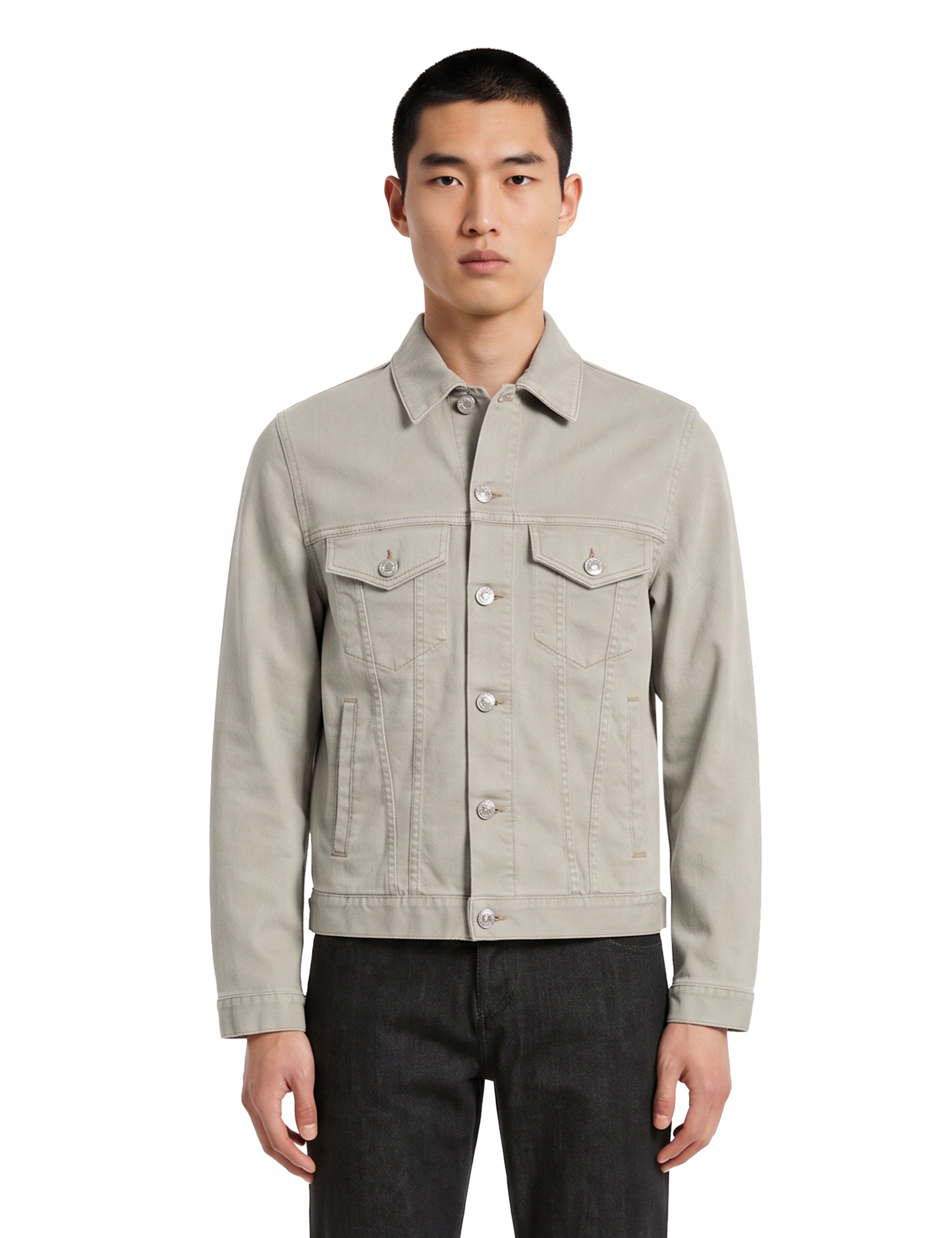 Giacca-camicia denim con tasche in grigio 