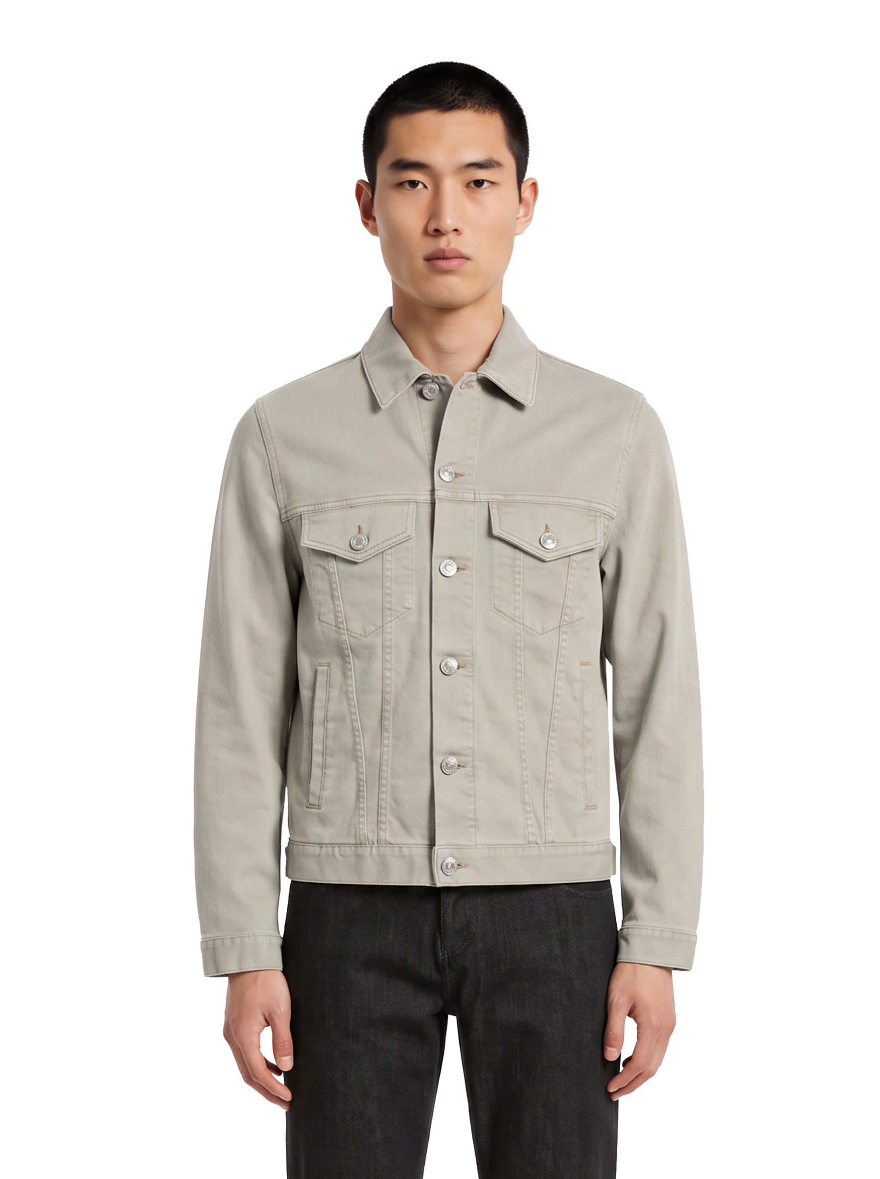 Giacca-camicia denim con tasche in grigio 