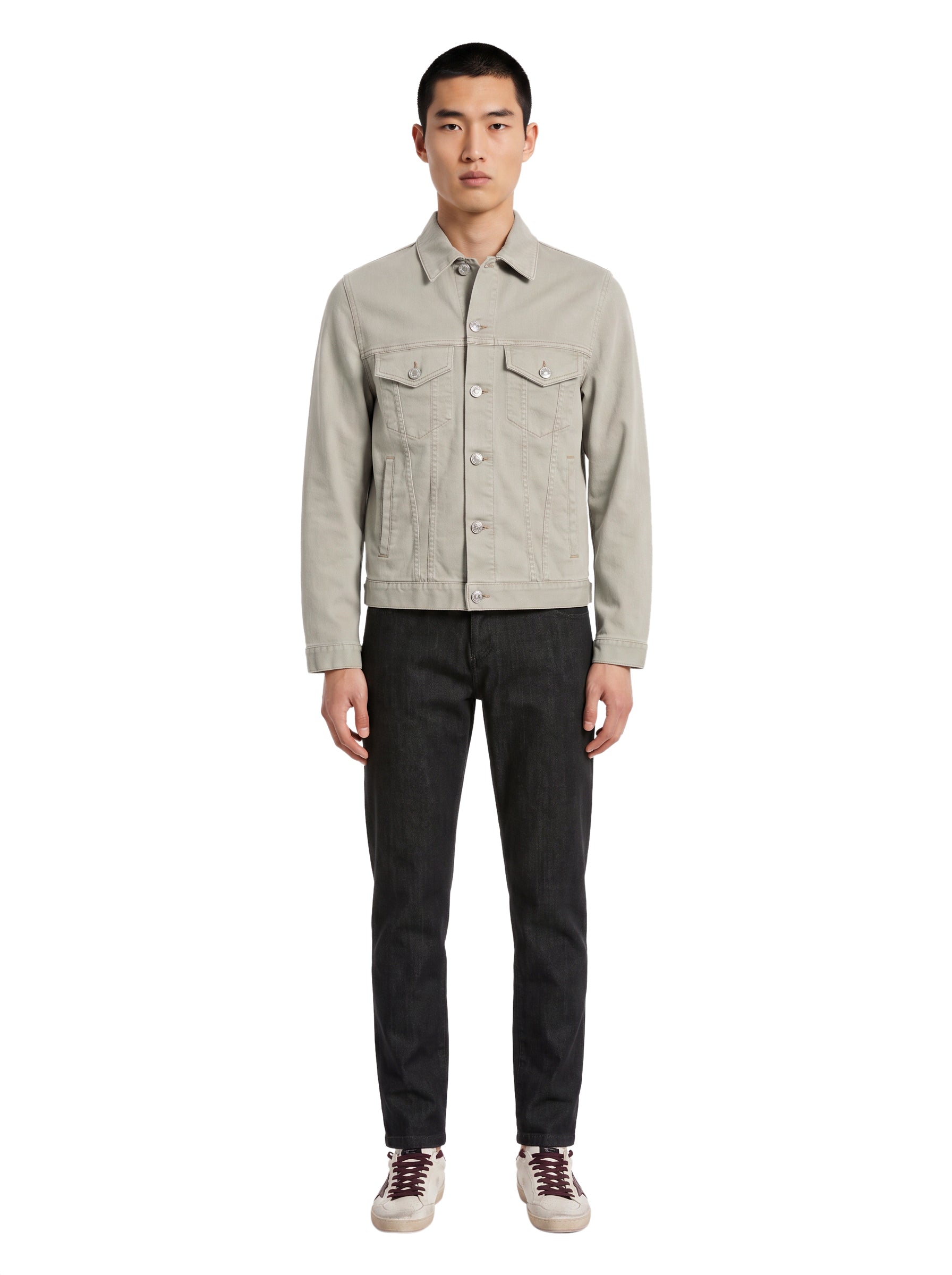 Giacca-camicia denim con tasche in grigio 