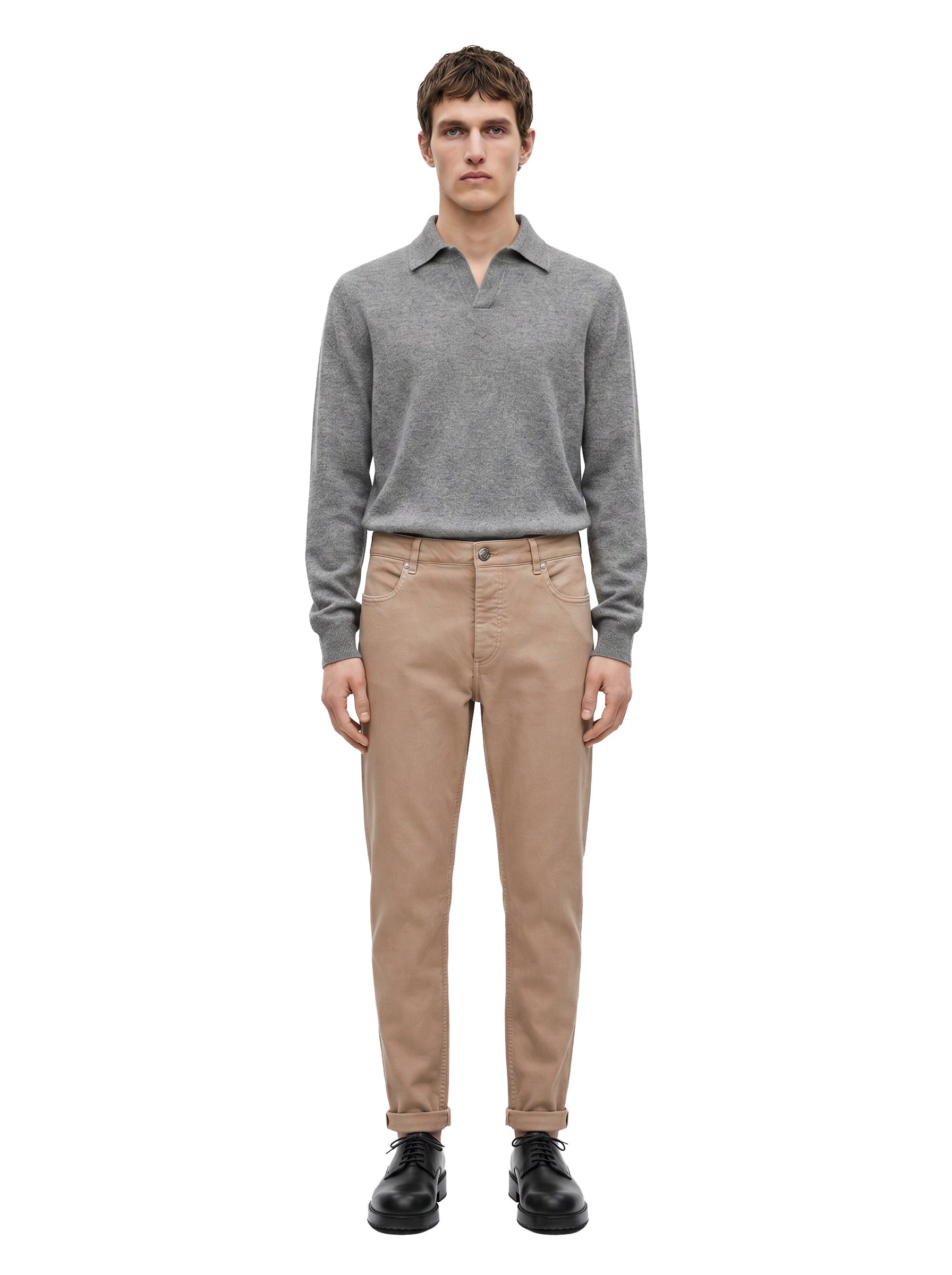 Jeans slim in denim in beige 