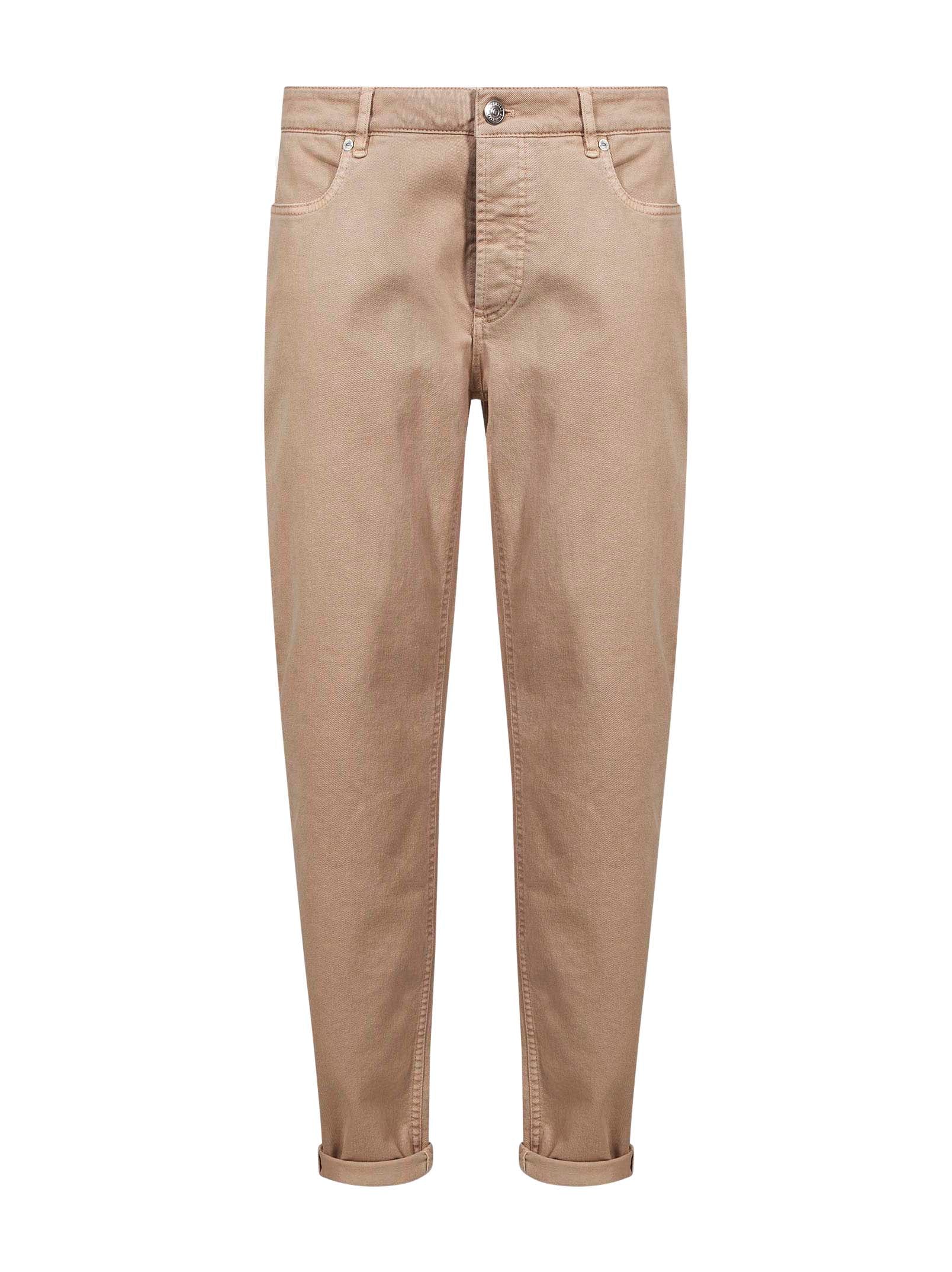 Jeans slim in denim in beige 