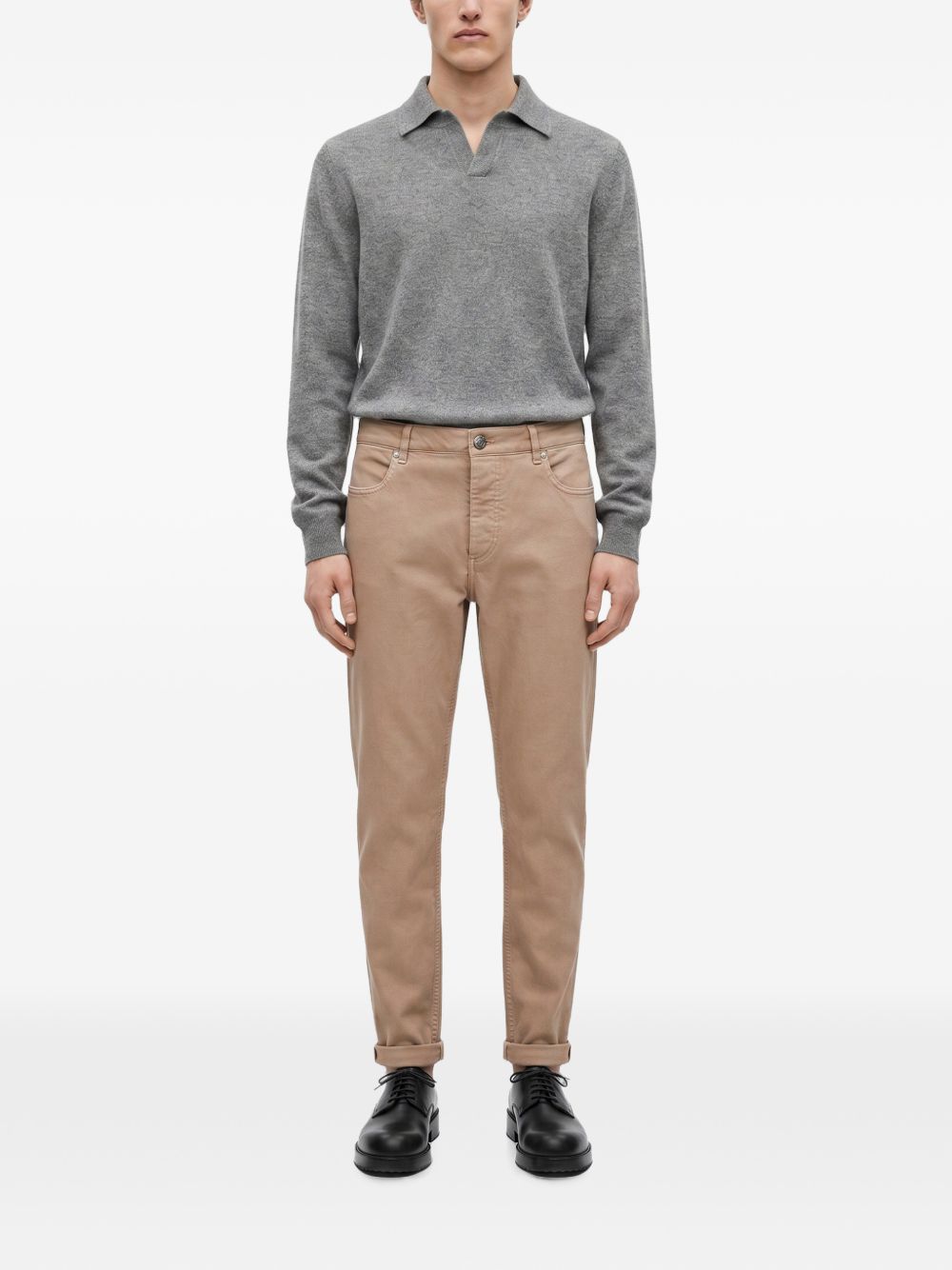 Jeans slim in denim in beige 