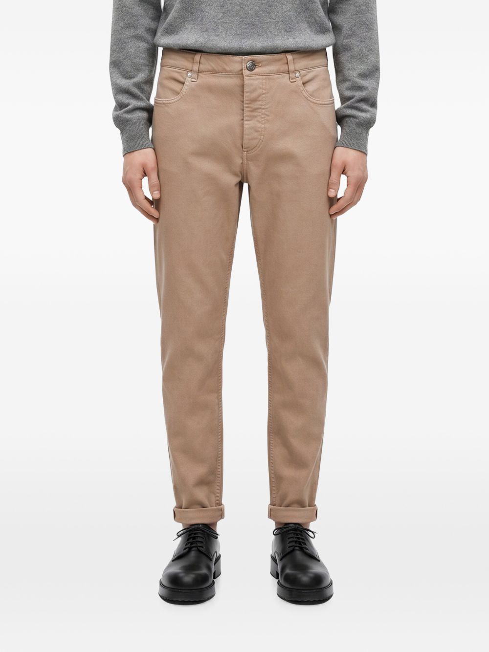 Jeans slim in denim in beige 