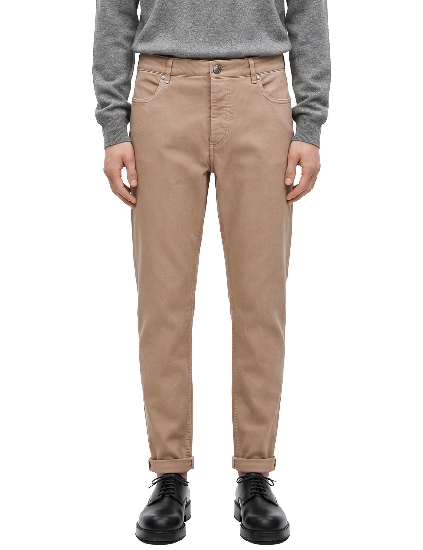 Jeans slim in denim in beige 