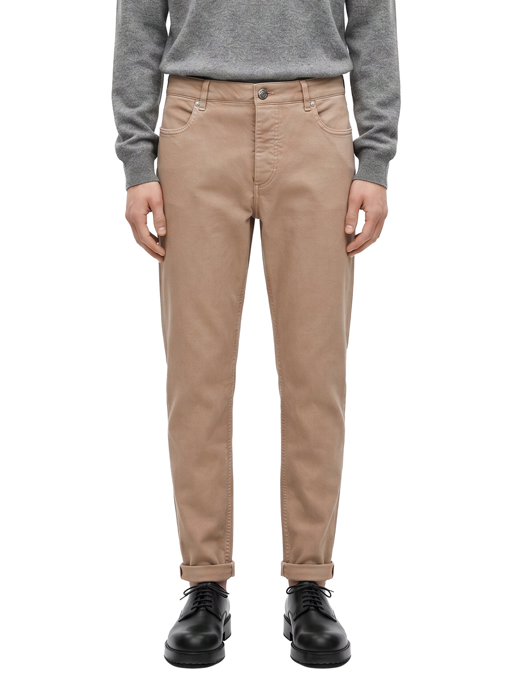 Jeans slim in denim in beige 
