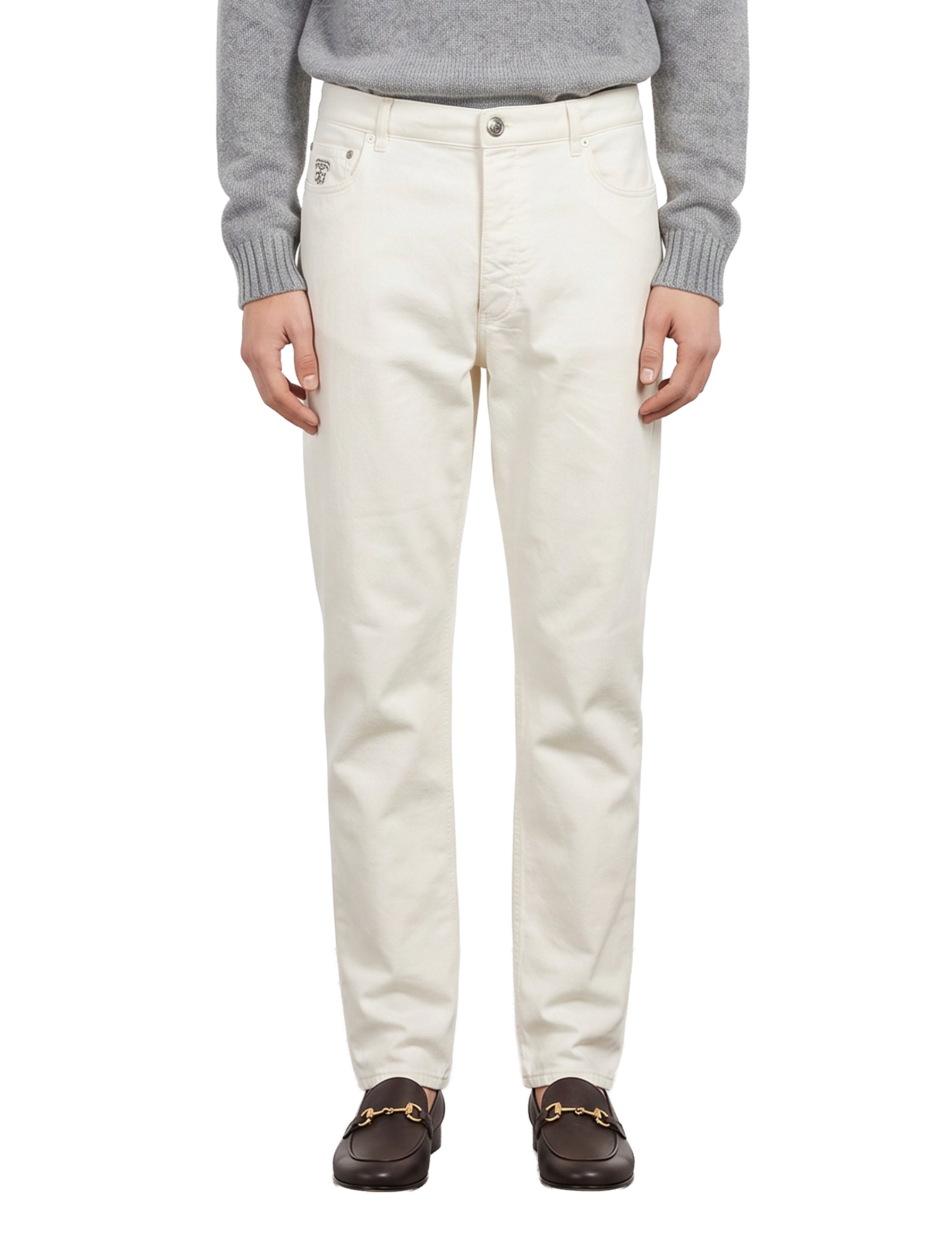 Jeans cinque tasche in bianco opaco 