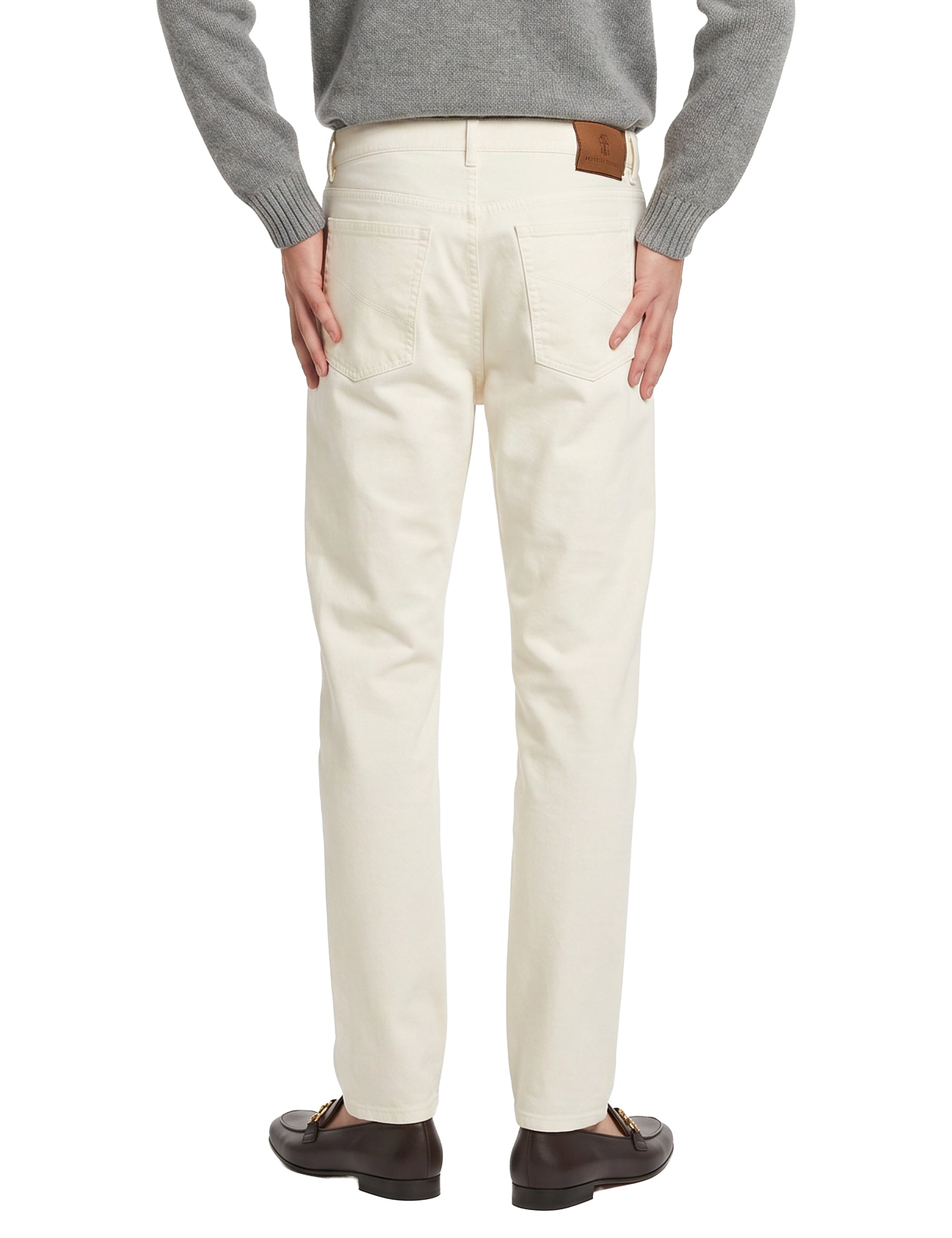 Jeans cinque tasche in bianco opaco 