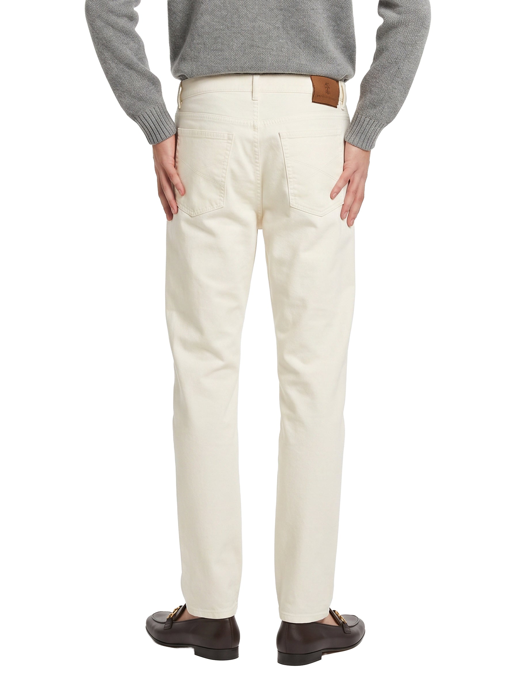 Jeans cinque tasche in bianco opaco 