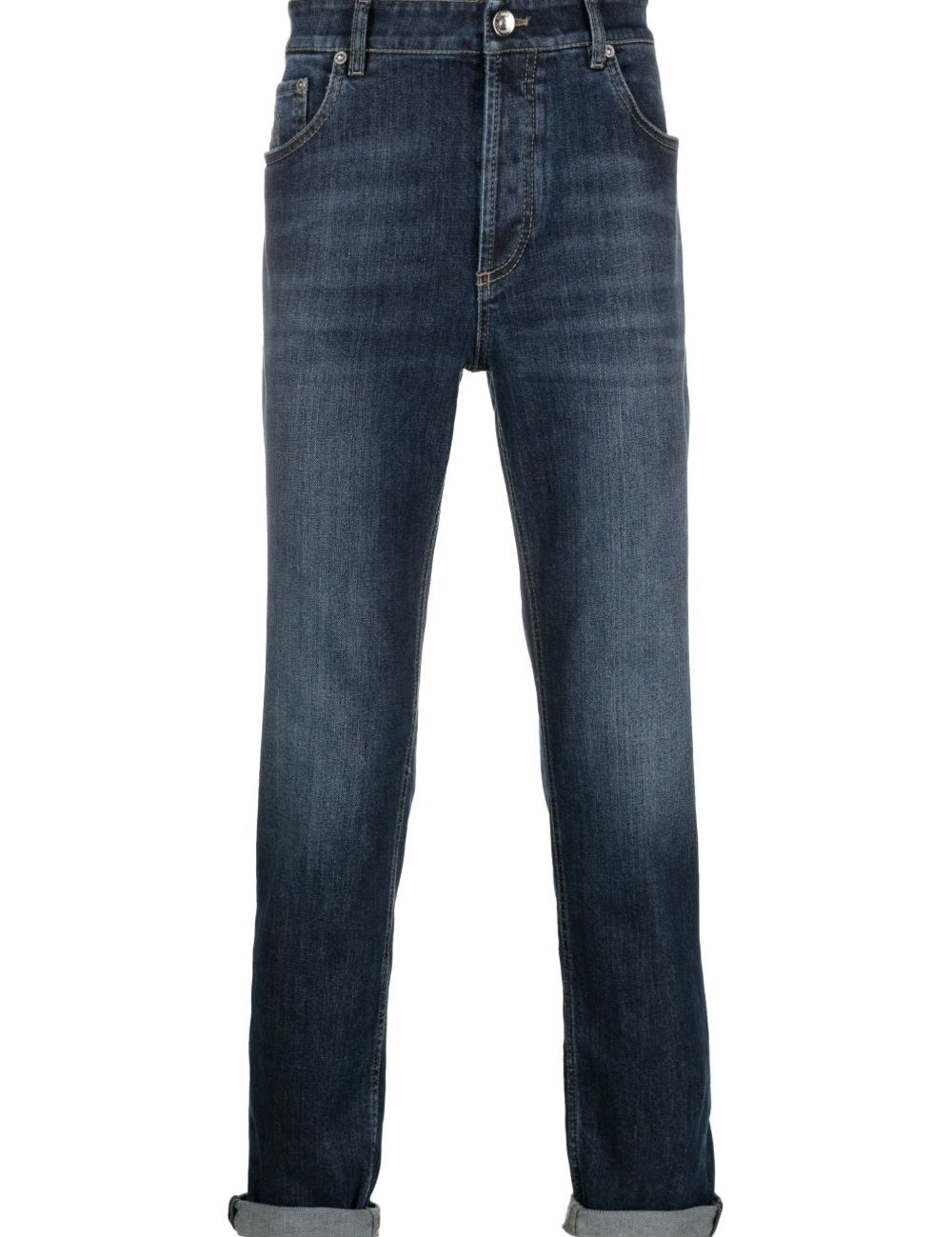 Jeans a gamba stretta in blu Brunello cucinelli - uomo 