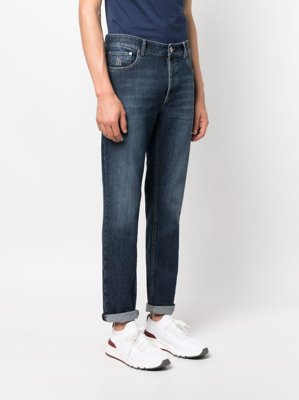 Jeans a gamba stretta in blu 