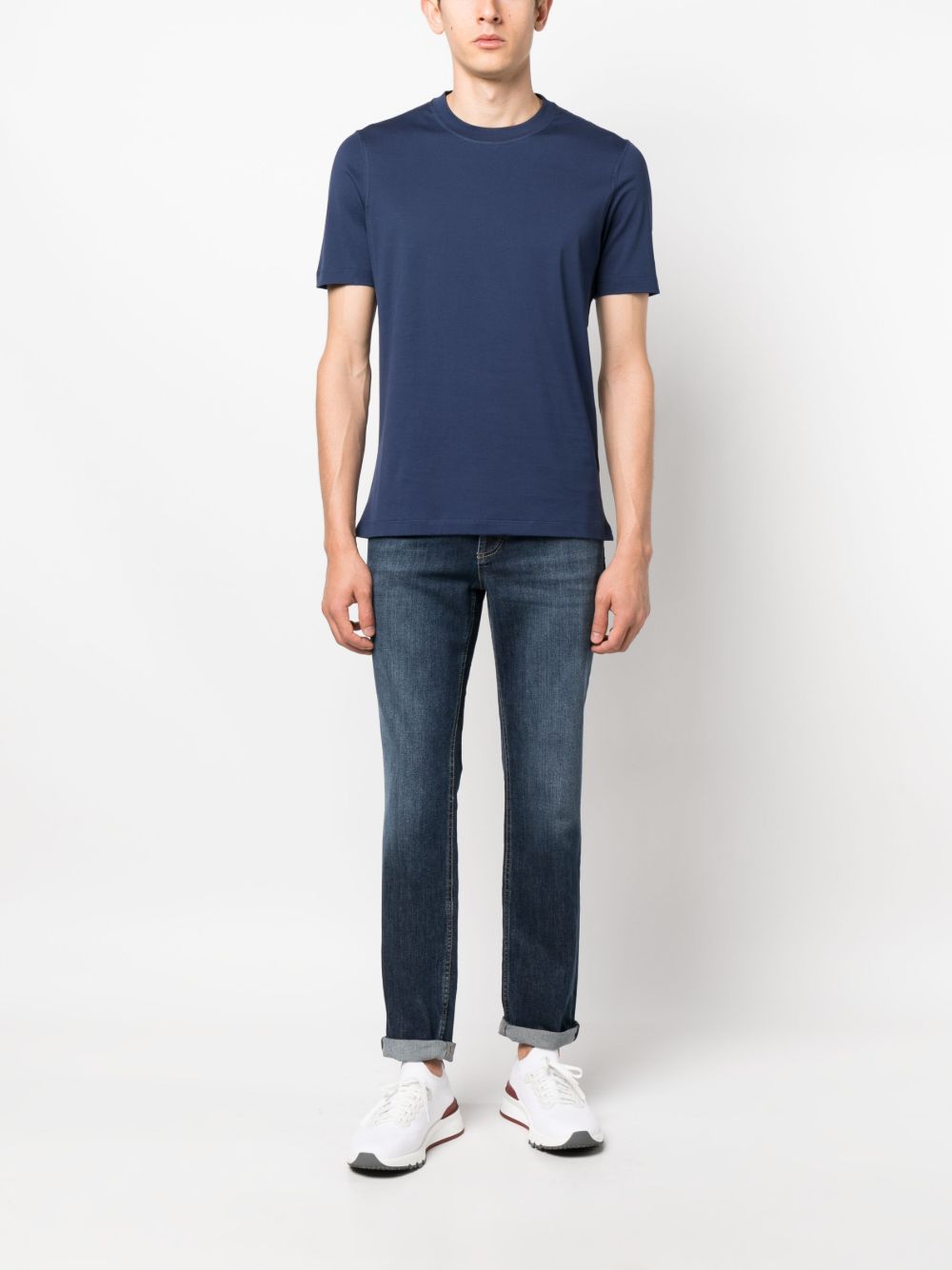 Jeans a gamba stretta in blu 