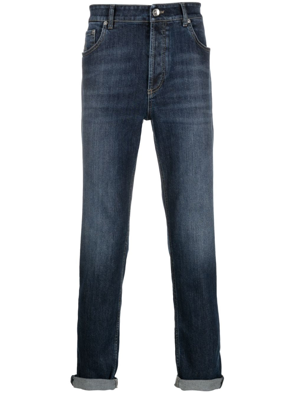 Jeans a gamba stretta in blu 