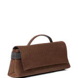 Clutch Essence in pelle scamosciata in marrone 