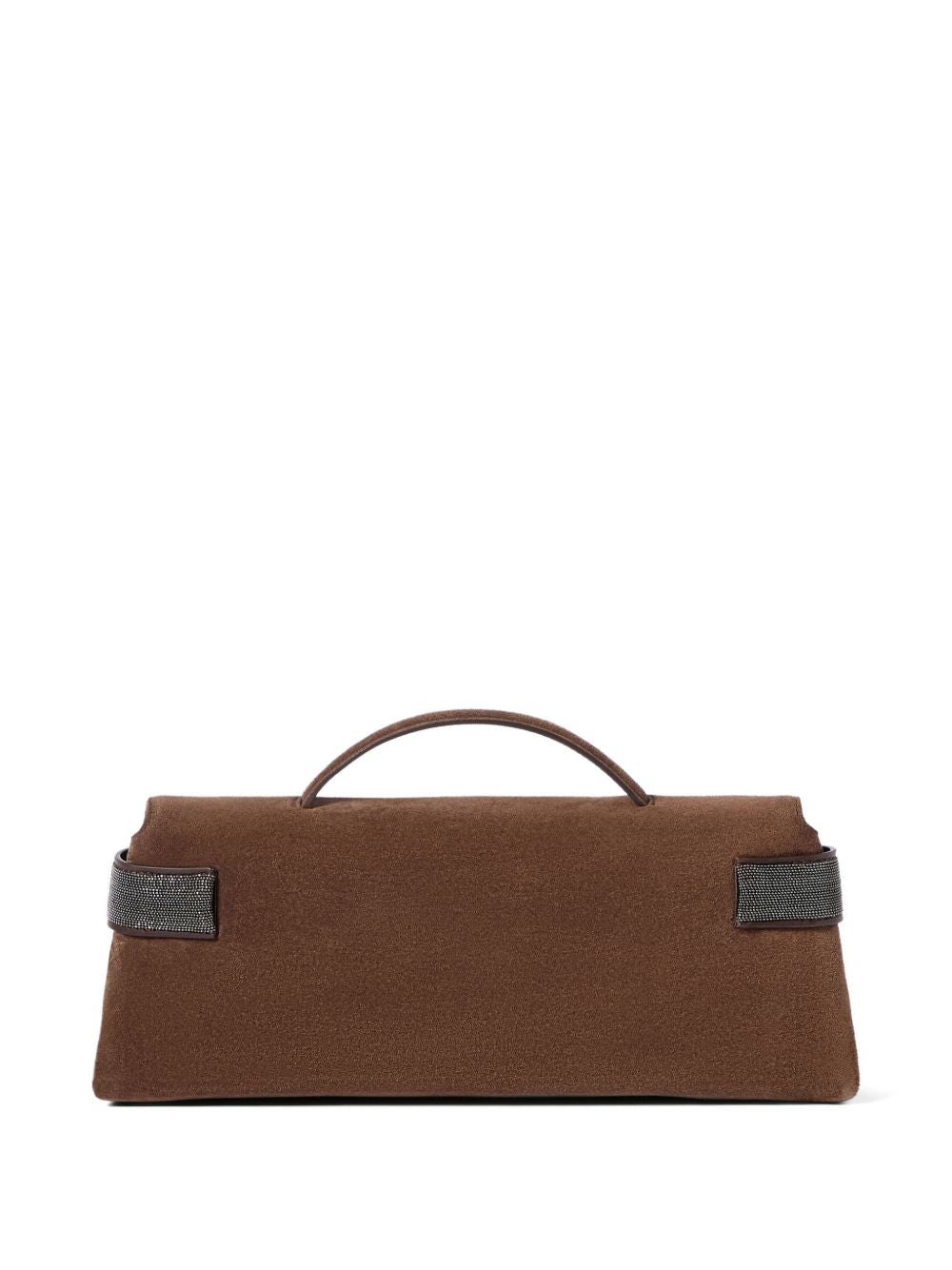 Clutch Essence in pelle scamosciata in marrone 