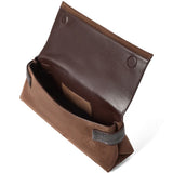 Clutch Essence in pelle scamosciata in marrone 