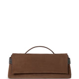 Clutch Essence in pelle scamosciata in marrone 