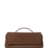 Clutch Essence in pelle scamosciata in marrone 