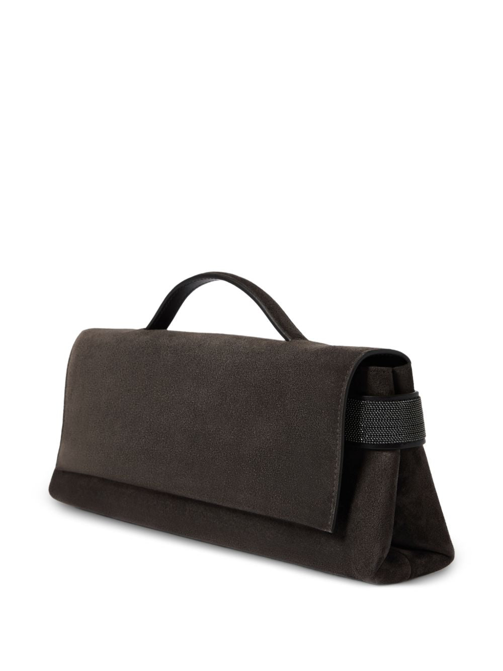 Clutch Essence in pelle scamosciata in marrone 