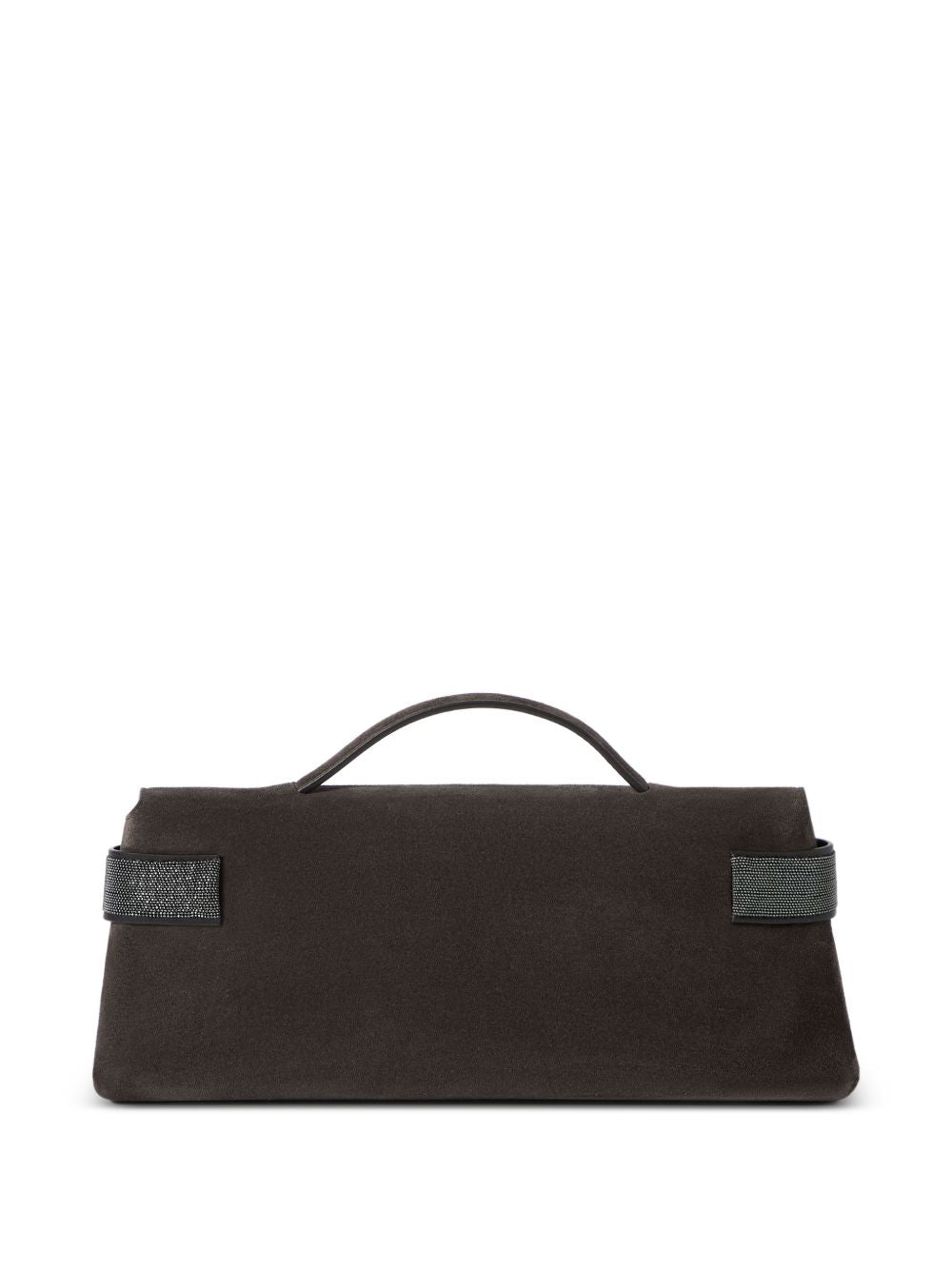 Clutch Essence in pelle scamosciata in marrone 