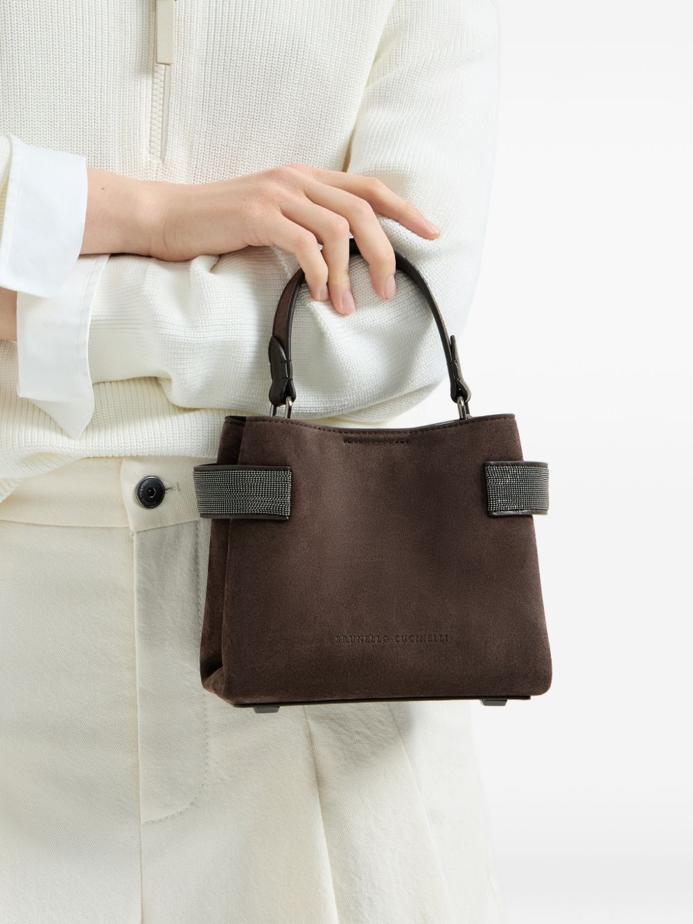 Borsa Essence small in camoscio in marrone 