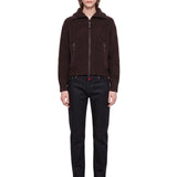 Maglione a coste con zip in marrone 