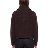 Maglione a coste con zip in marrone 