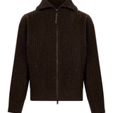 Maglione a coste con zip in marrone 
