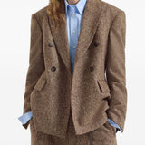 Blazer doppiopetto in lana in marrone 