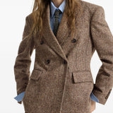 Blazer doppiopetto in lana in marrone 