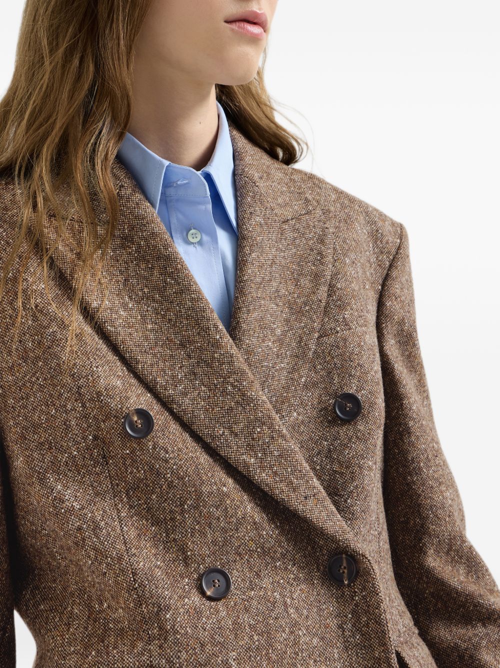 Blazer doppiopetto in lana in marrone 