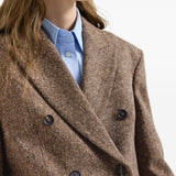 Blazer doppiopetto in lana in marrone 