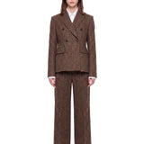Blazer doppiopetto in lana in marrone 