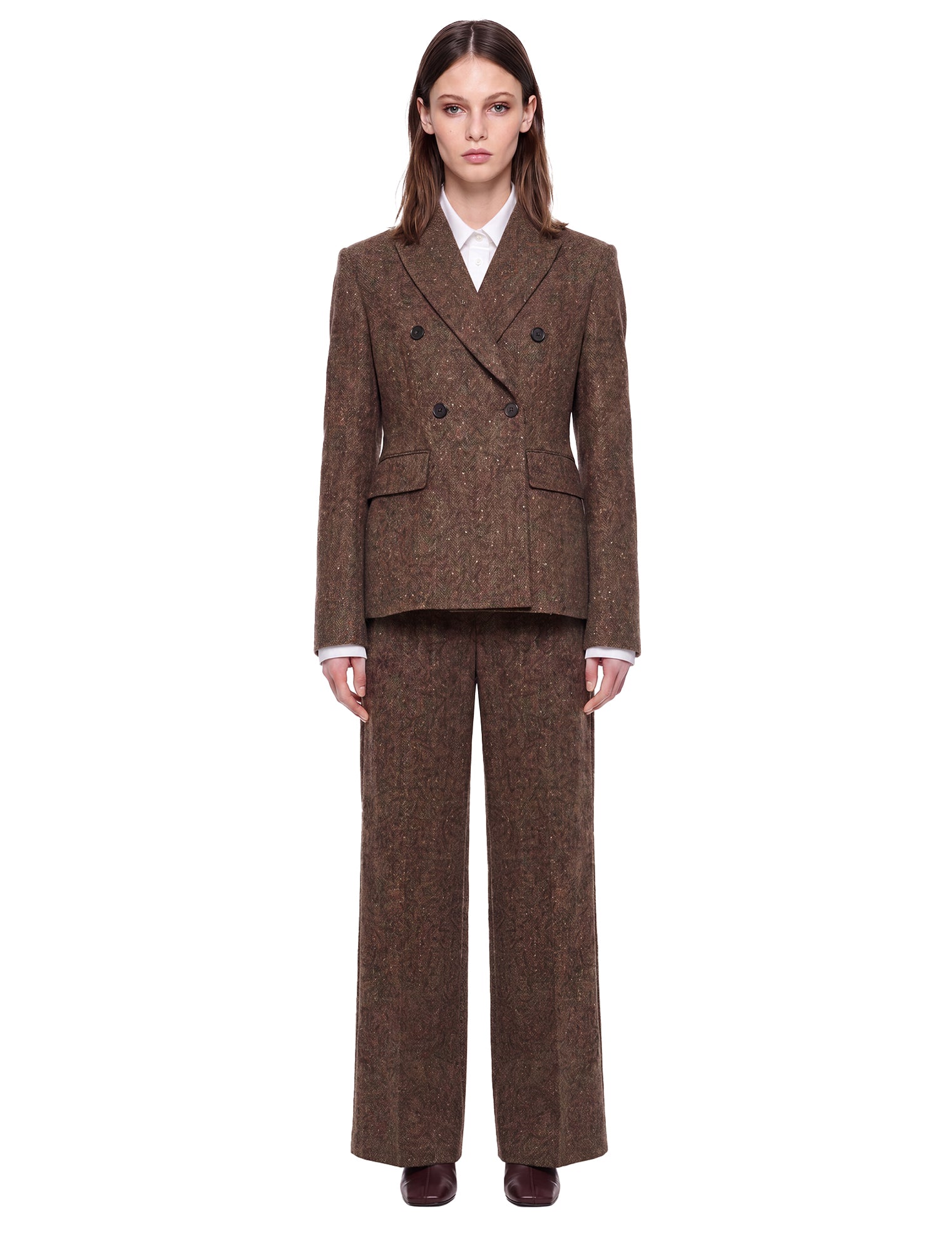 Blazer doppiopetto in lana in marrone 