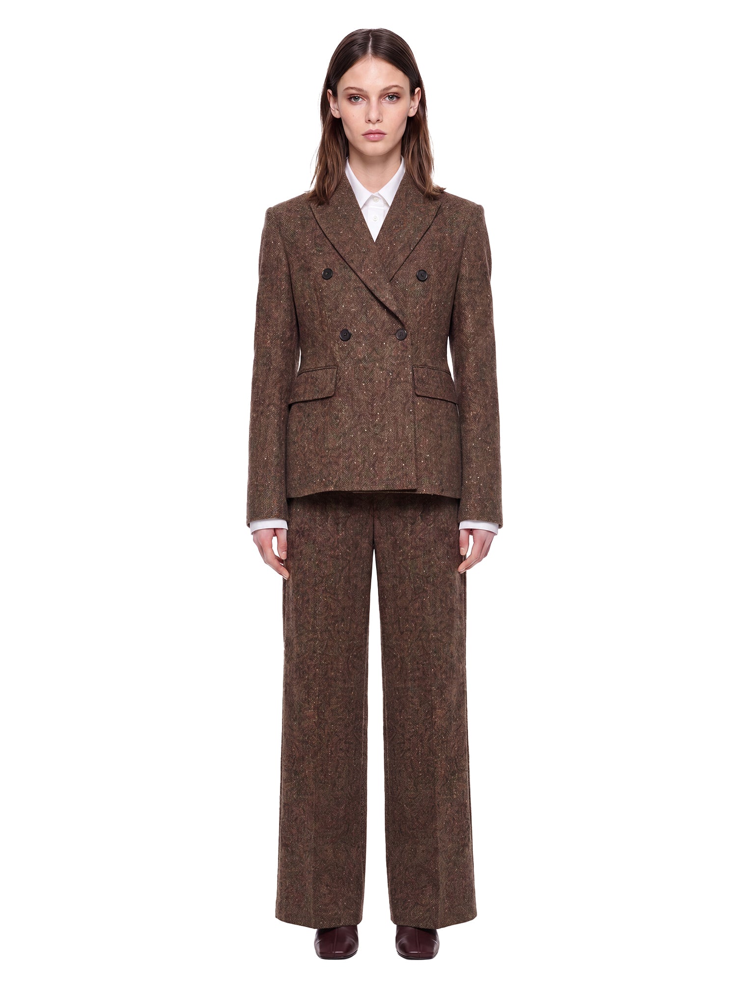 Blazer doppiopetto in lana in marrone 