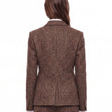 Blazer doppiopetto in lana in marrone 