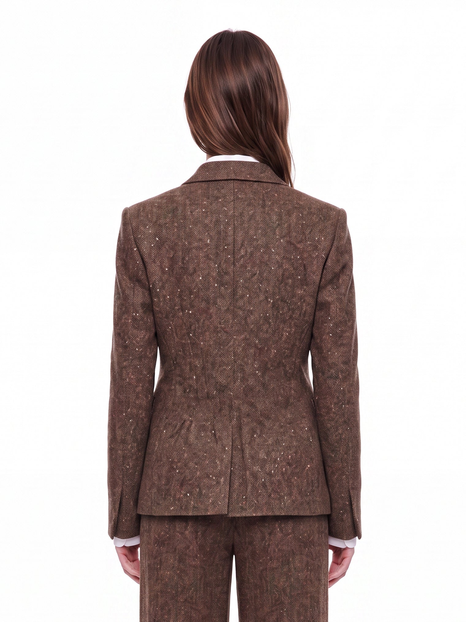 Blazer doppiopetto in lana in marrone 