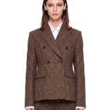 Blazer doppiopetto in lana in marrone 