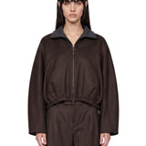 Bomber con zip in marrone 