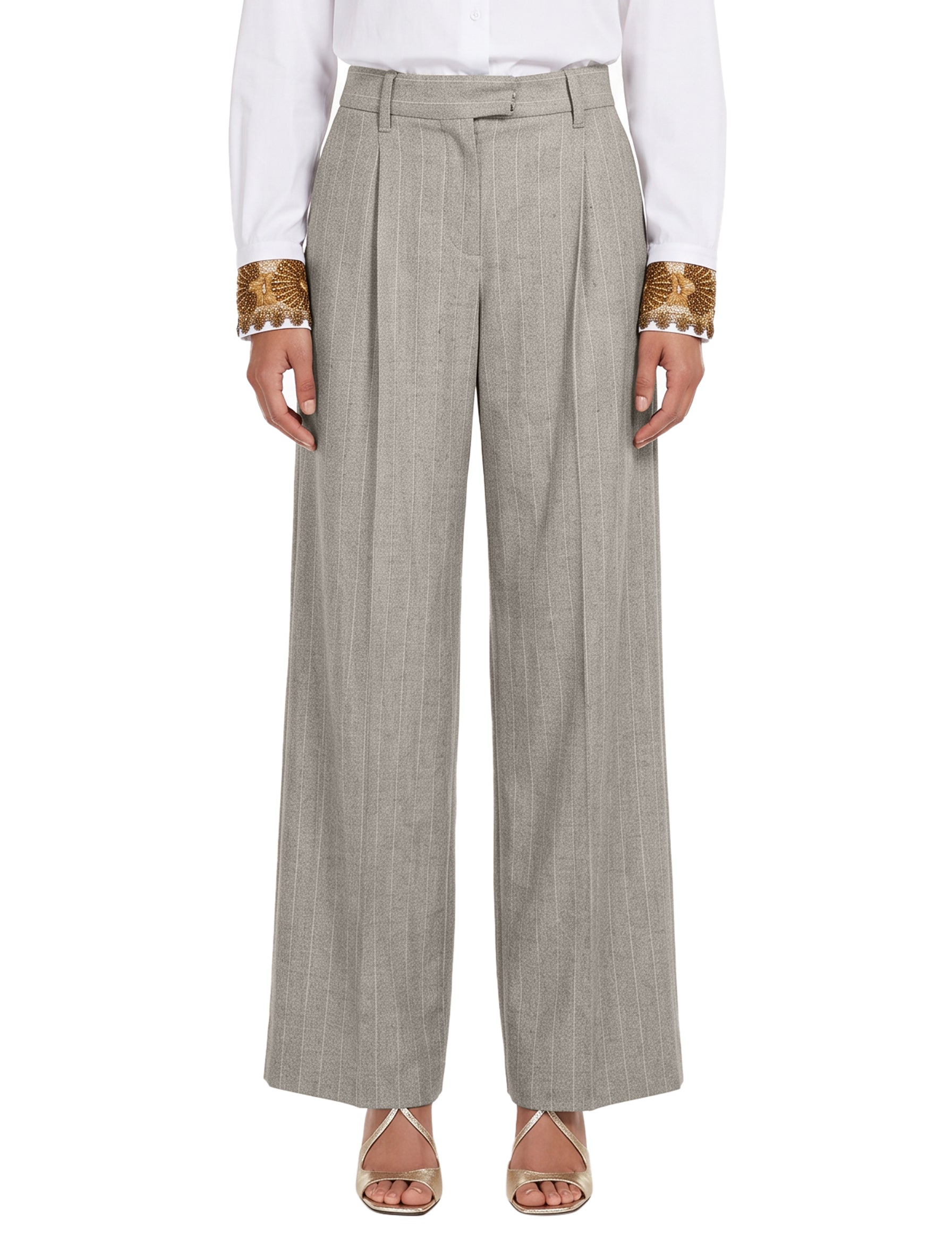 Pantaloni con pinces in grigio 