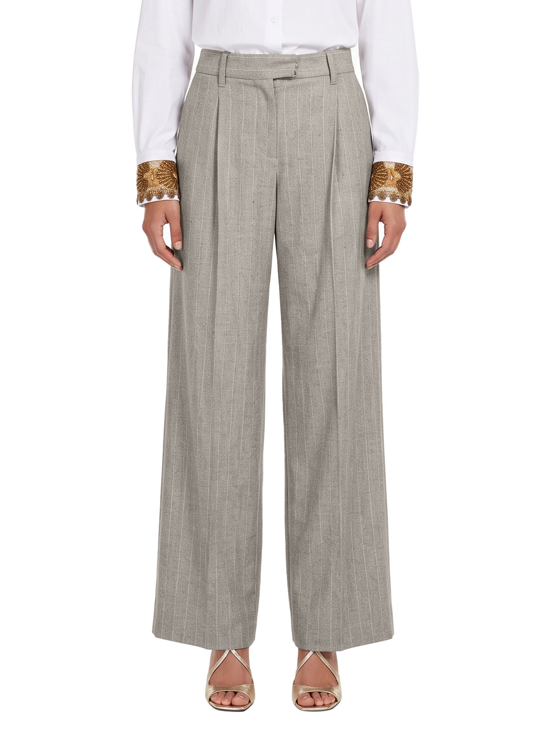Pantaloni con pinces in grigio 