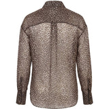 Blusa a pois con fiocco in marrone 